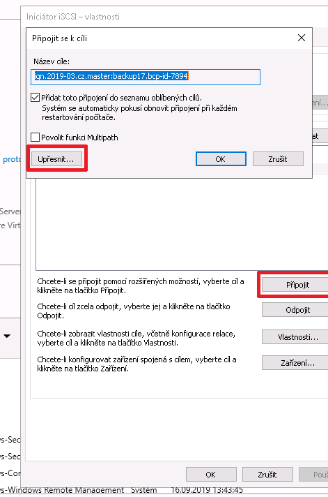 Screen iSCSI target