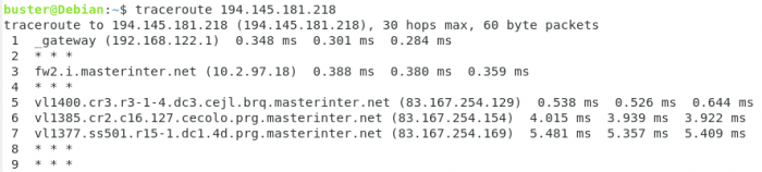 Screen – Jak zjistit cestu k cílové IP adrese pomocí traceroute v Linuxu