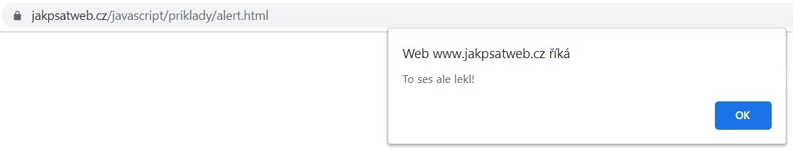 Obrázek ukazující jak může vypadat JavaScript alert