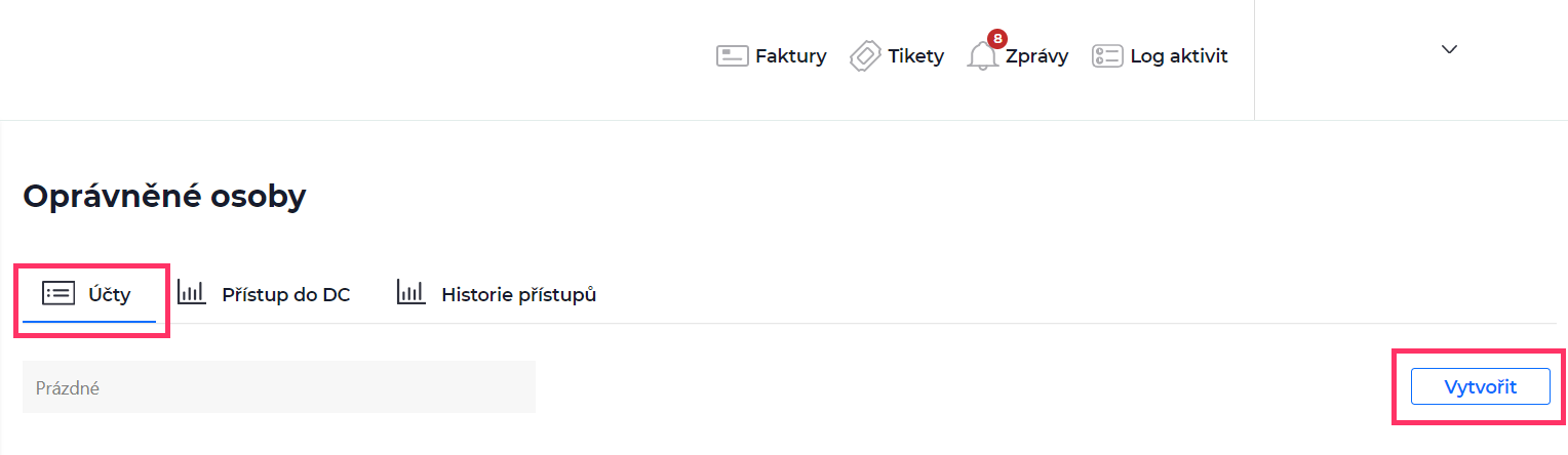 Screenshot – přidání nové oprávněné osoby v Zákaznické administraci
