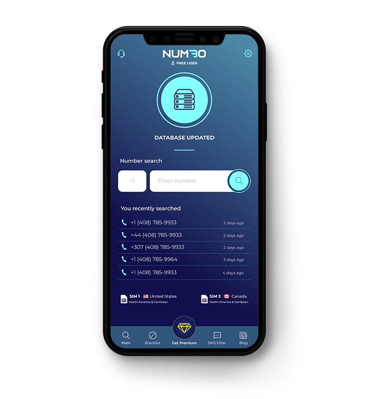 Numbo Call Blocker – náhled aplikace