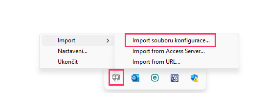 Screenshot: Možnost importu souboru při nastavení OpenVPN u WIndows.