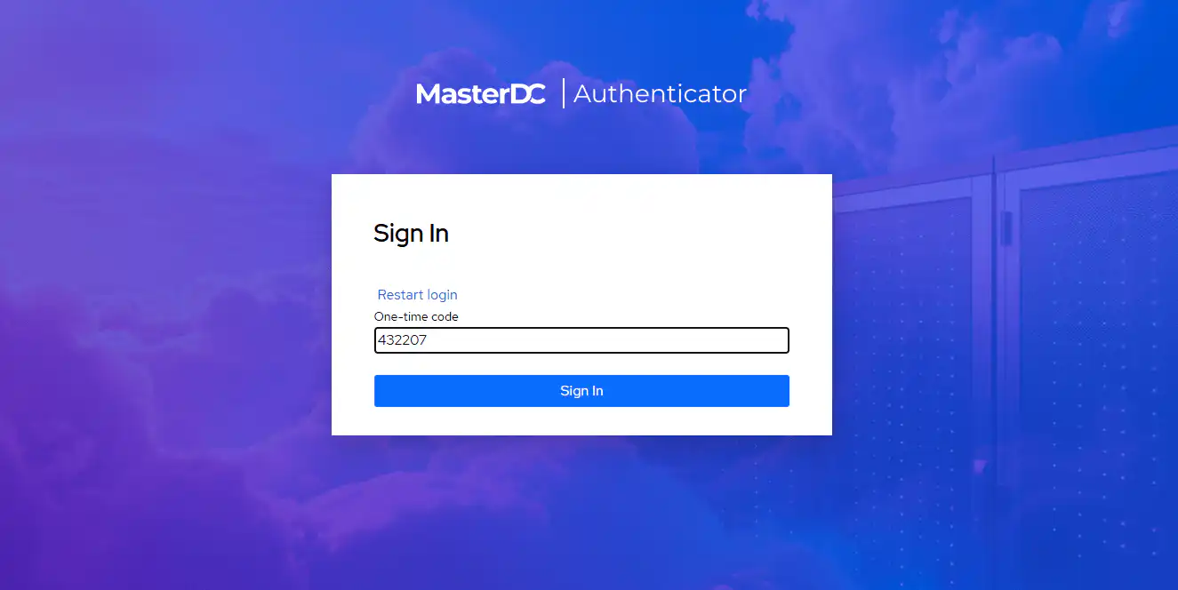 Screenshot of entering a one-time password from the OTP app.