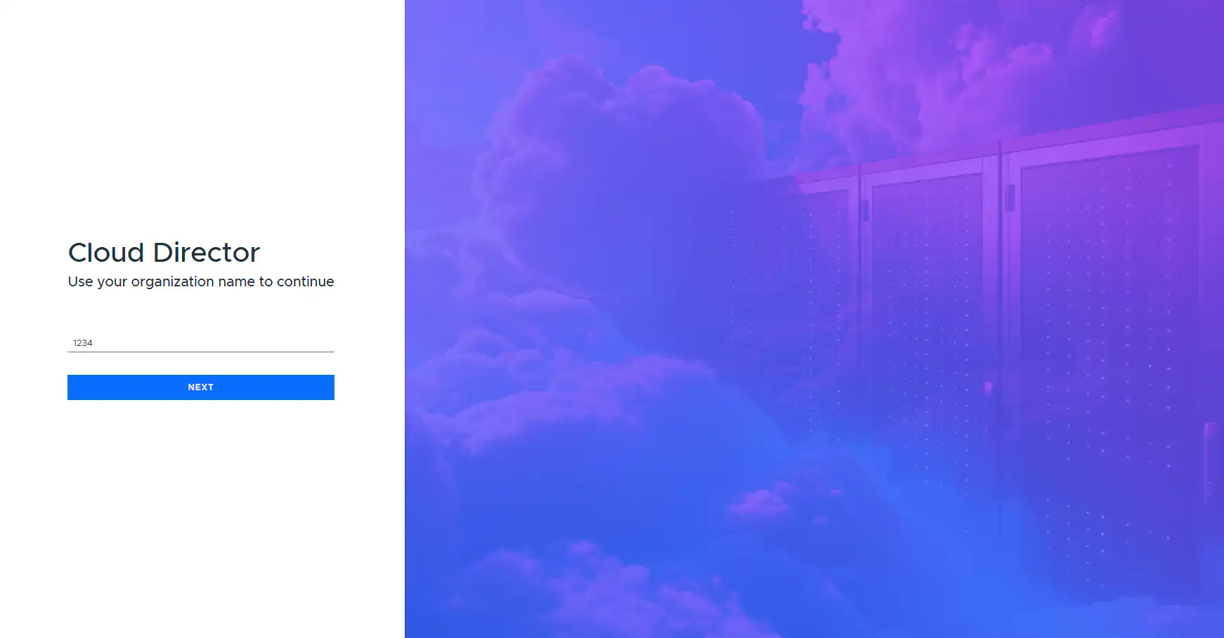 Screenshot of the Cloud Director MasterDC homepage.